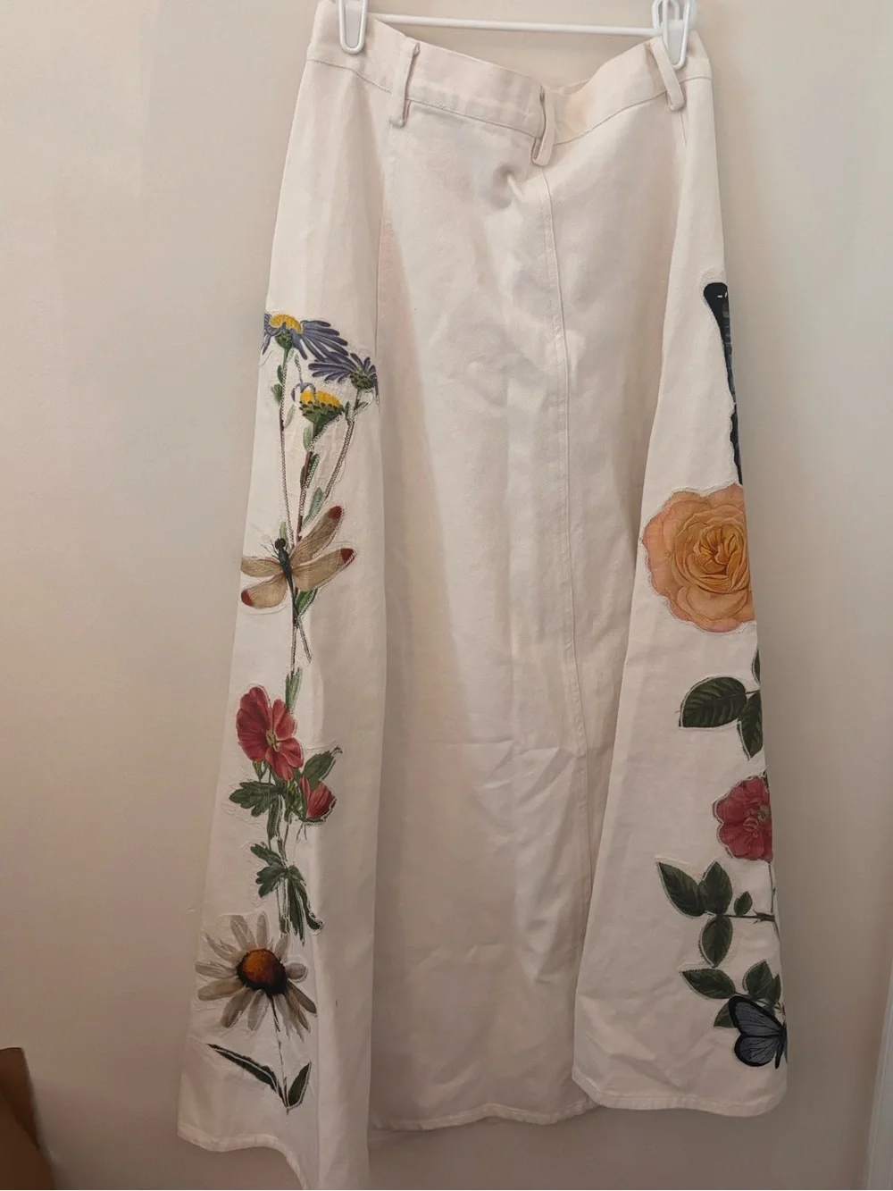 FREE PEOPLE X DENIM AND BONE DENIM MAXI SKIRT ECRU - Picture 3 of 3